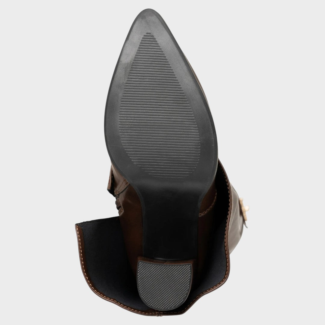 Luna | Skórzane Botki z Wysoką Cholewką