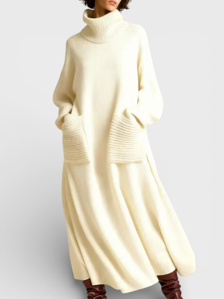 Elena™ | Elegancka dzianinowa sukienka z wysokim kołnierzem