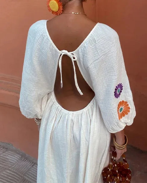 Maëlle™ | Długa Sukienka Haftowana - Eliza-Warszawa