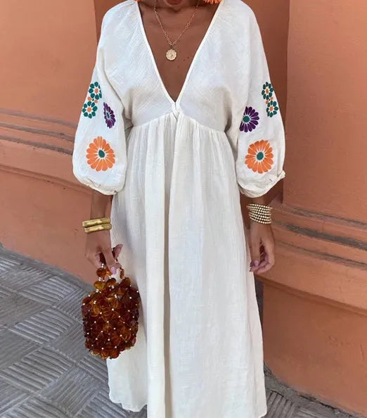 Maëlle™ | Długa Sukienka Haftowana - Eliza-Warszawa