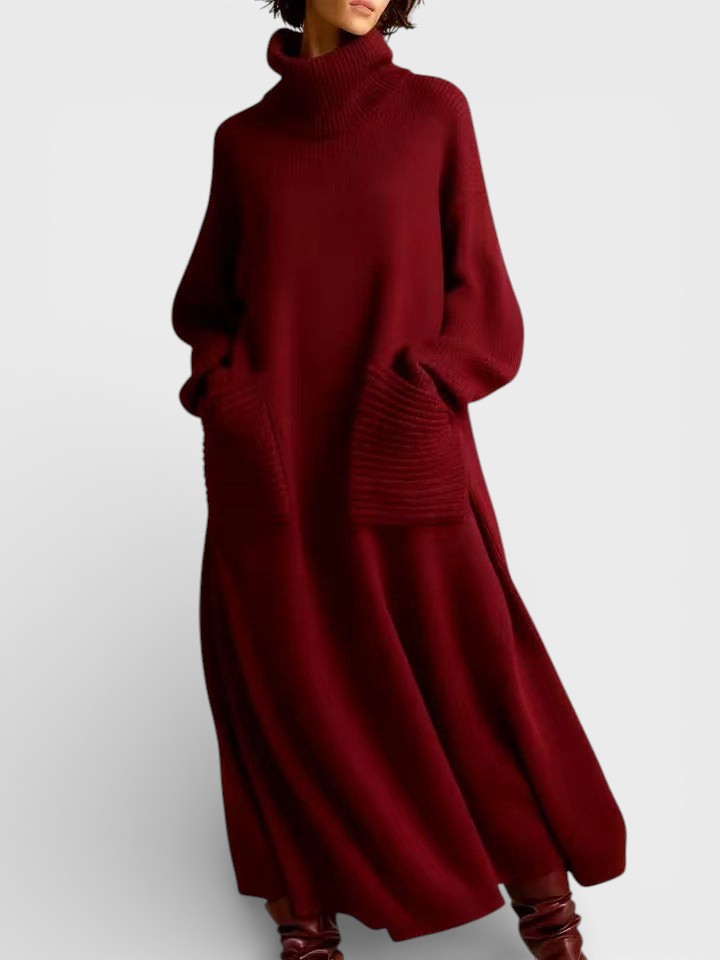 Elena™ | Elegancka dzianinowa sukienka z wysokim kołnierzem