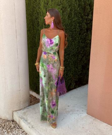 Anisten™ | Stylowa Maxi Sukienka z Halo-Dye-Print i odpinanym szalem - Eliza-Warszawa