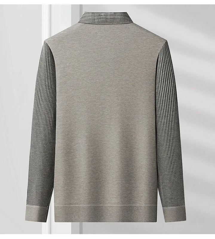 Wojciech | Ciepły męski sweter polo z guzikiem