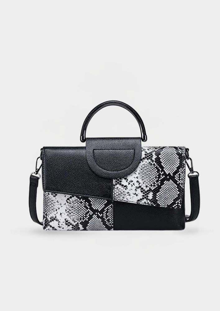 Celine™ - Elegancka czarna torebka o skórzanym wykończeniu