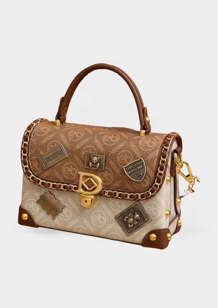 Zelda™ Retro torba na ramię z monogramem i złotymi akcentami