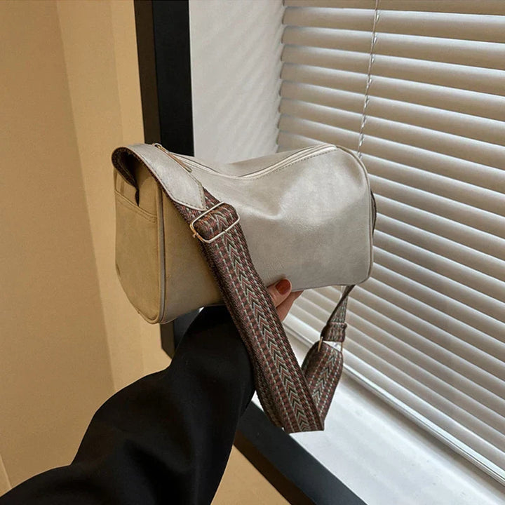 Trine™ | Vintage Skórzana Torebka Crossbody z Woven Paskiem Regulowanym