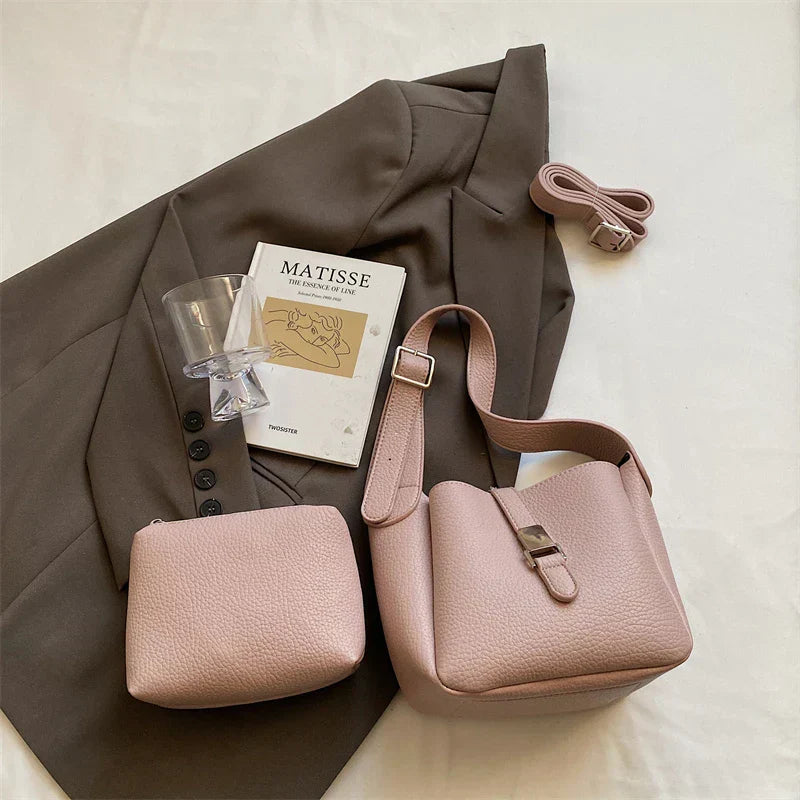 Iris™ – Elegancka torba bucket o skórzanym wykończeniu