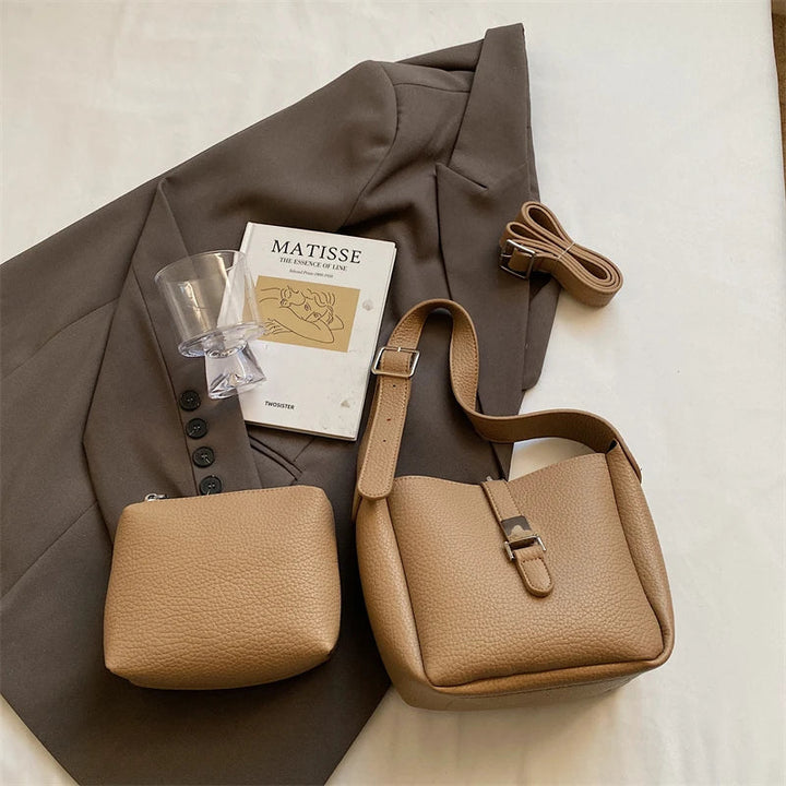 Iris™ – Elegancka torba bucket o skórzanym wykończeniu