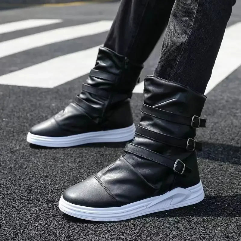 AXEL™ | Skórzane Botki z Zamkiem i Metalową Klamrą - Eliza©