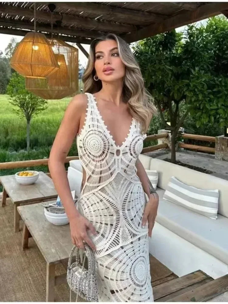 Liselotte™ | Sukienka Maxi z Dekoltem w Serek - Eliza-Warszawa