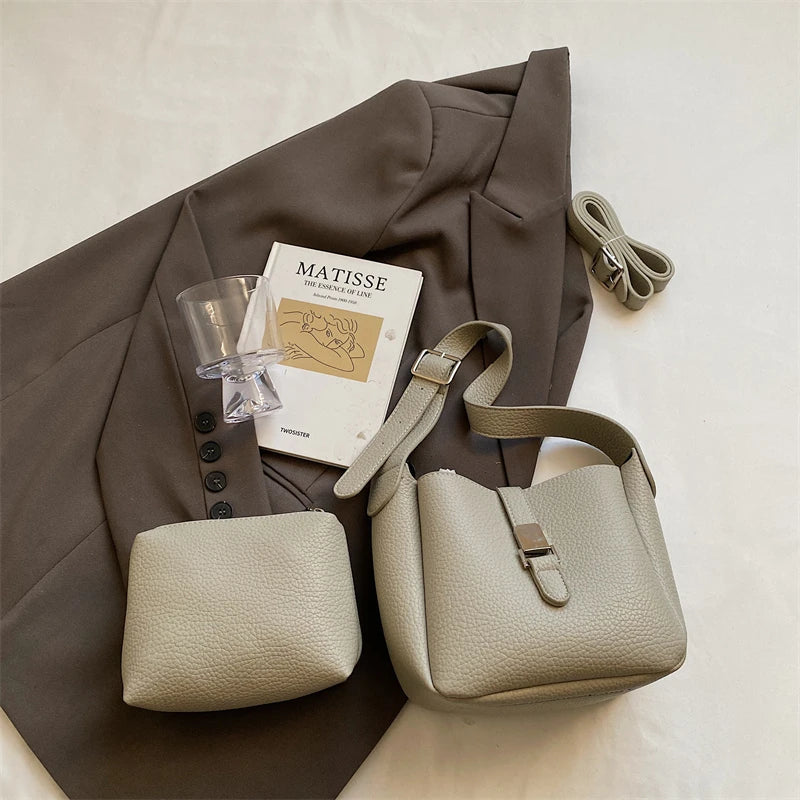 Iris™ – Elegancka torba bucket o skórzanym wykończeniu