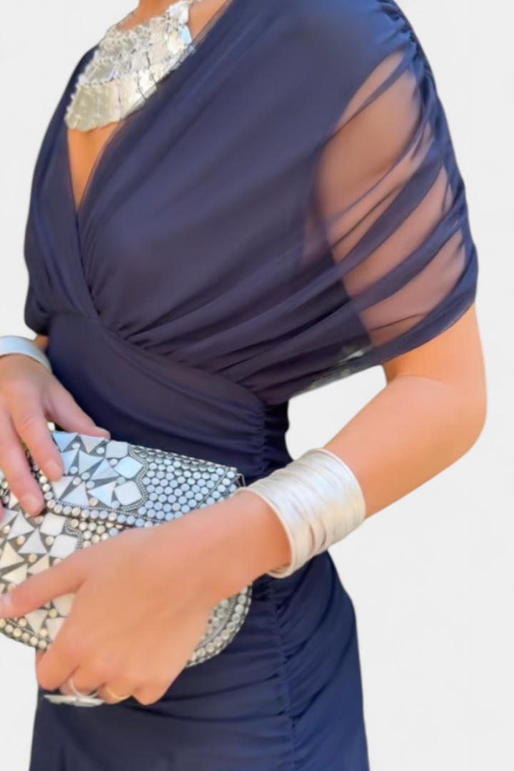 Małgorzata | Długa sukienka z dekoltem w kształcie V