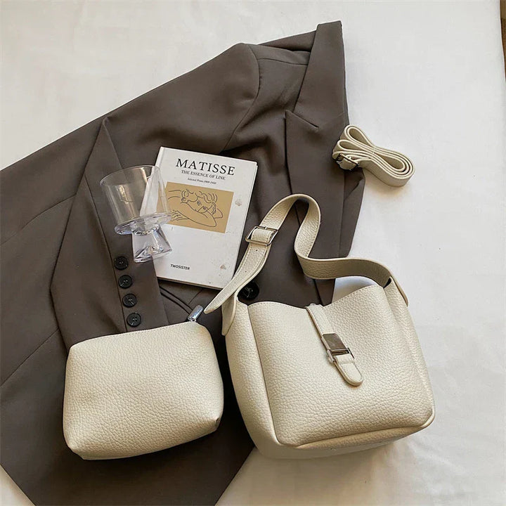 Iris™ – Elegancka torba bucket o skórzanym wykończeniu