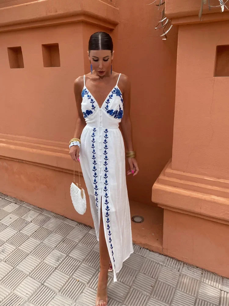 Alessandra™ | Sukienka na Ramiączkach Haftowana - Eliza-Warszawa