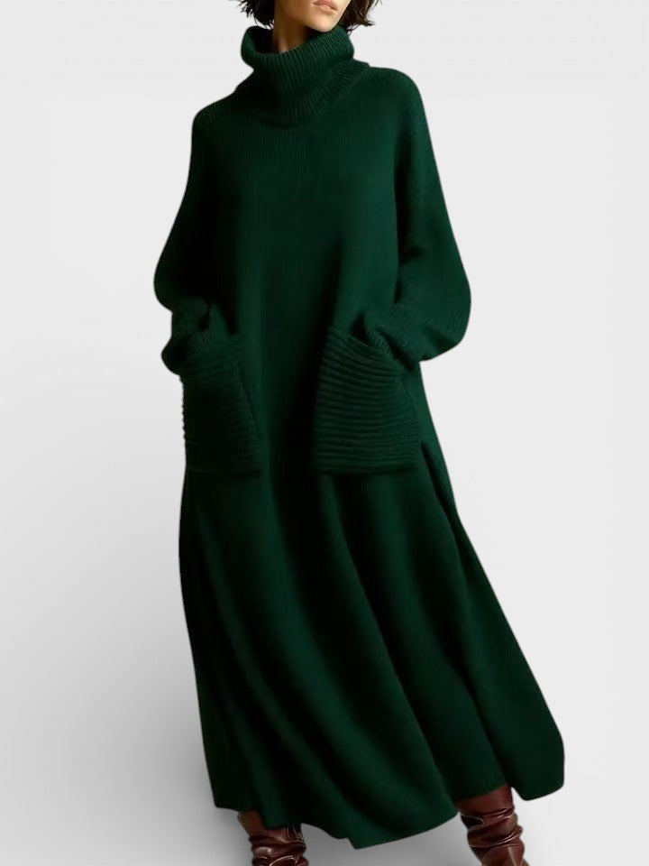 Elena™ | Elegancka dzianinowa sukienka z wysokim kołnierzem