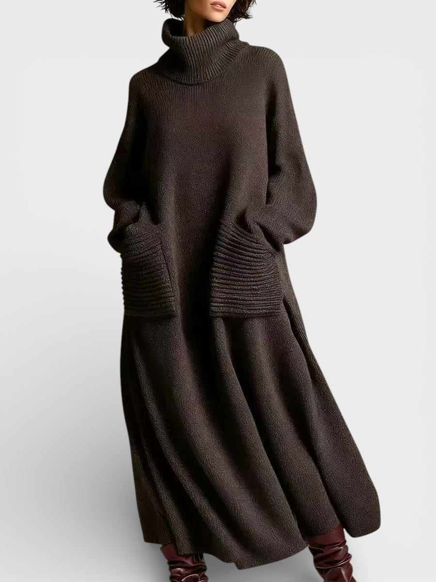 Elena™ | Elegancka dzianinowa sukienka z wysokim kołnierzem