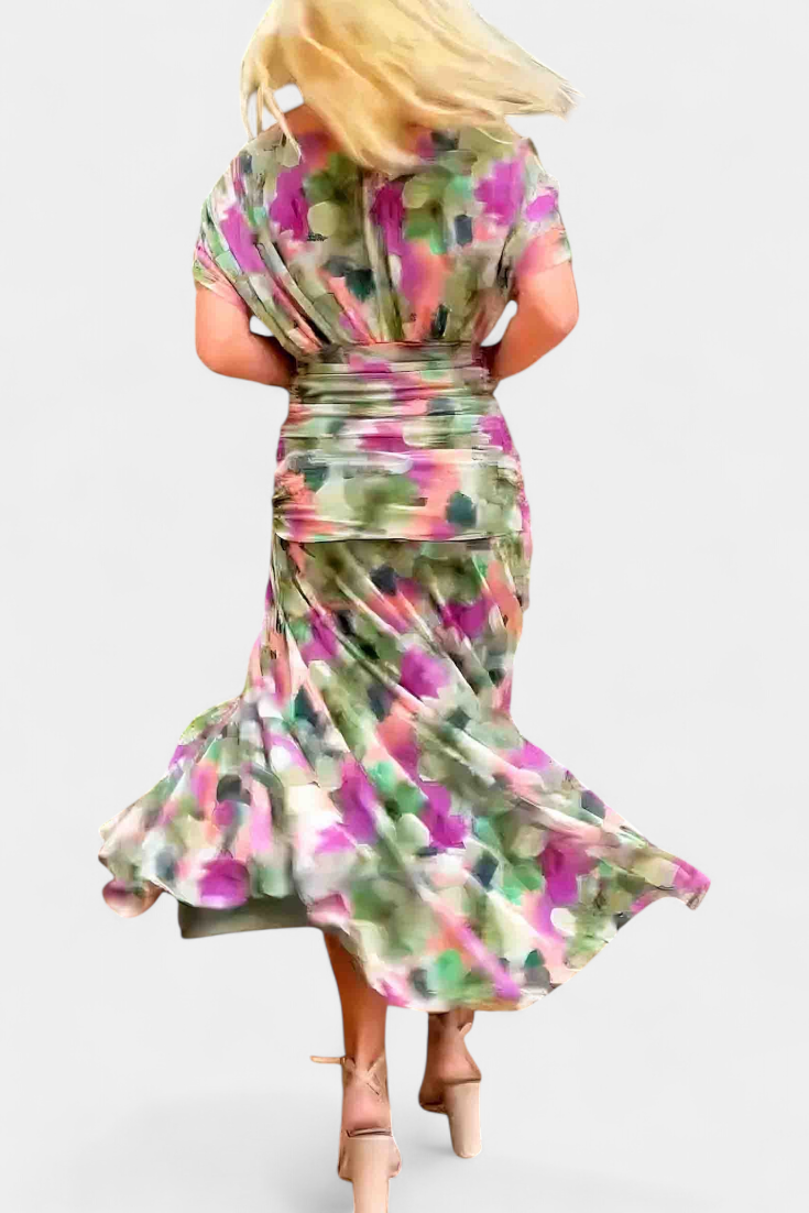 Małgorzata | Długa sukienka z dekoltem w kształcie V