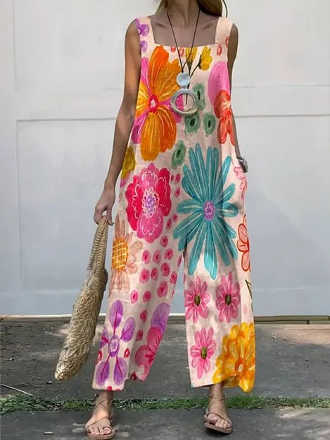 Juliette™ | Lekka Kombinezonowa Sukienka w Kwiaty - Eliza-Warszawa