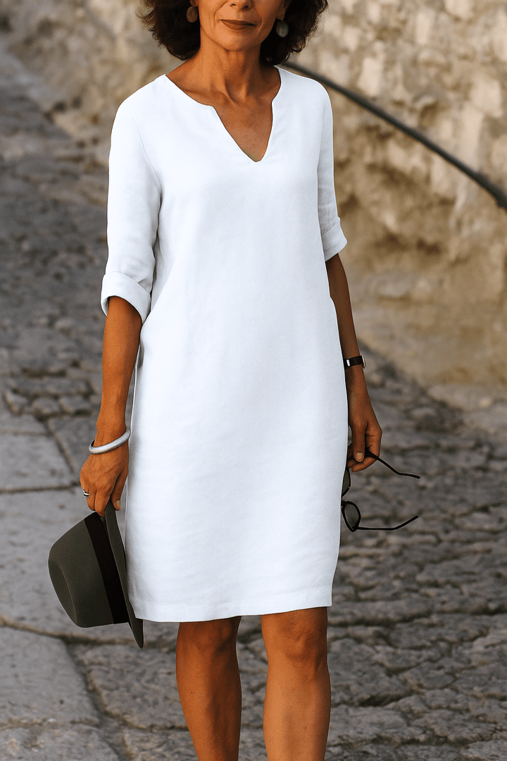 Liana™ | Elegancka sukienka z dekoltem w kształcie litery V - Eliza-Warszawa