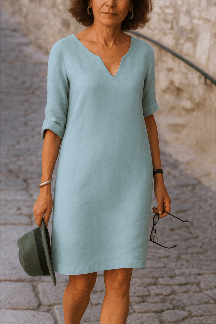 Liana™ | Elegancka sukienka z dekoltem w kształcie litery V - Eliza-Warszawa