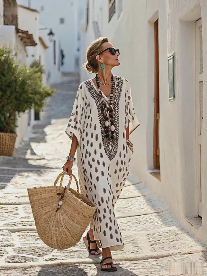 Długa sukienka z tribalowym emphatic